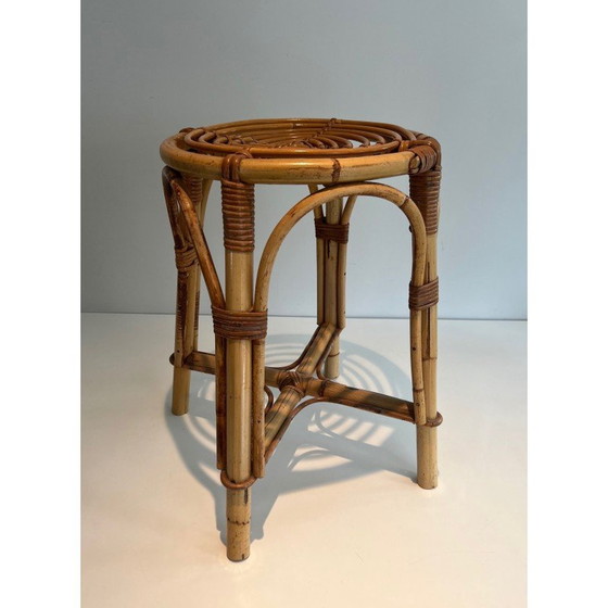 Image 1 of Vintage rattan stool, France 1950