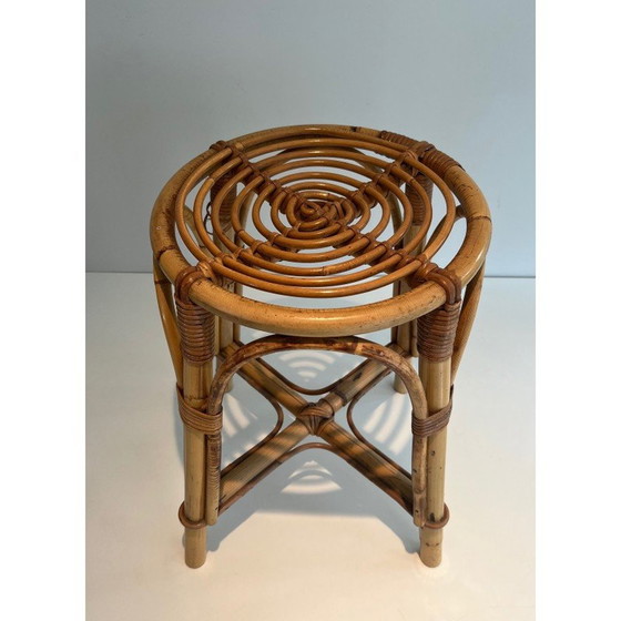 Image 1 of Vintage rattan stool, France 1950