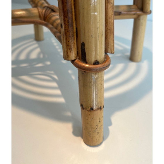 Image 1 of Vintage rattan stool, France 1950