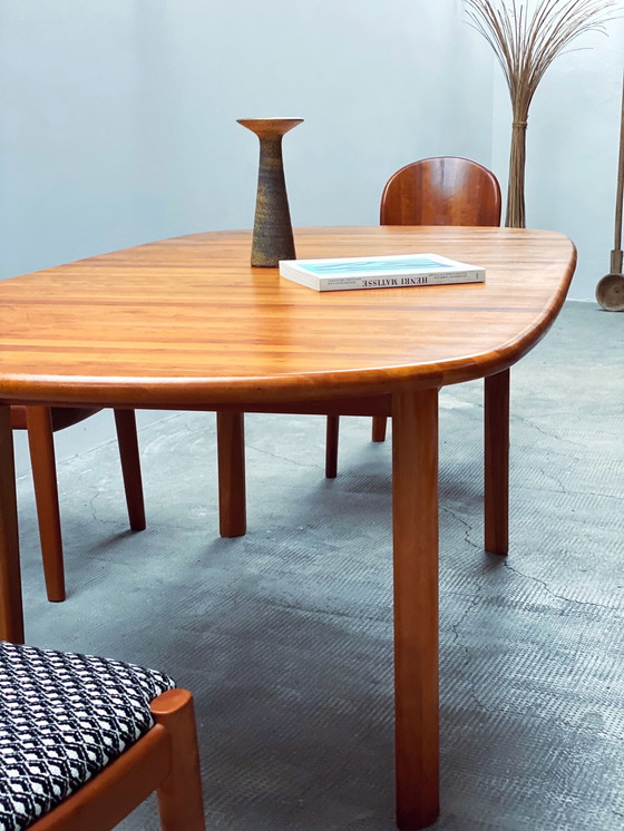 Image 1 of Jon Mortensen pour Koefoed Hornslet Table de salle à manger extensible & 6 chaises teck bois Danemark années 1970