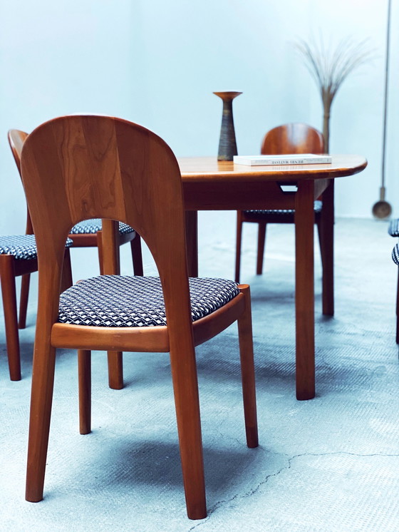 Image 1 of Jon Mortensen for Koefoed Hornslet dining table extendable & 6 chairs teak wood Denmark 1970s