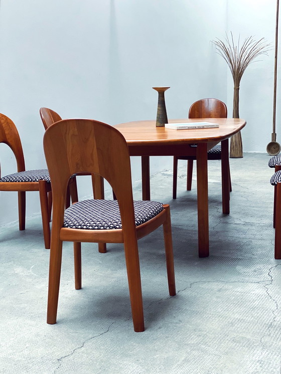 Image 1 of Jon Mortensen for Koefoed Hornslet dining table extendable & 6 chairs teak wood Denmark 1970s