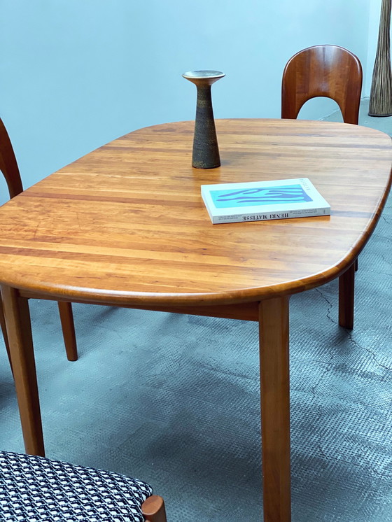 Image 1 of Jon Mortensen pour Koefoed Hornslet Table de salle à manger extensible & 6 chaises teck bois Danemark années 1970