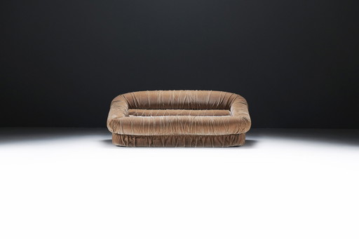 Velvet Lounge Sofa By De Pas D’Urbino Lomazzi For Dall’Oca