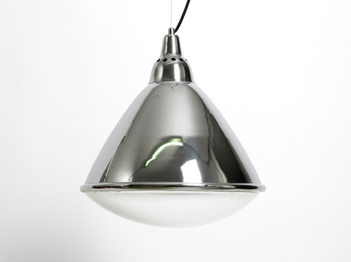 Beautiful Original 1960S Large Pendant Lamp "Headlight" By Ingo Maurer Made Of Chrome-Plated Sheet Steel