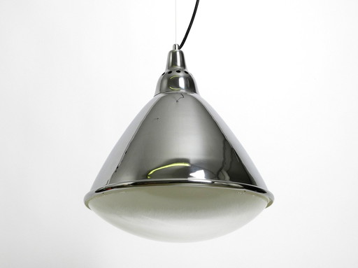 Beautiful Original 1960S Large Pendant Lamp "Headlight" By Ingo Maurer Made Of Chrome-Plated Sheet Steel