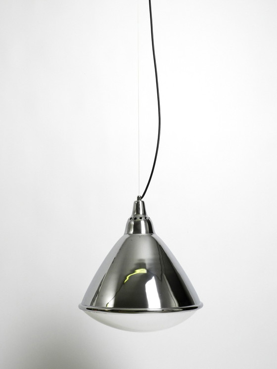 Image 1 of Beautiful Original 1960S Large Pendant Lamp "Headlight" By Ingo Maurer Made Of Chrome-Plated Sheet Steel