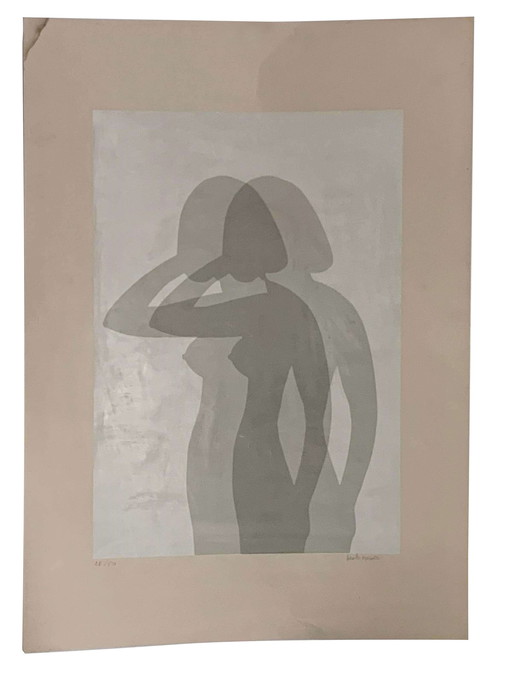 Silkscreen print by Berto Ravotti, Silhouette, 70s