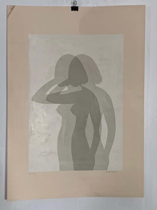 Silkscreen print by Berto Ravotti, Silhouette, 70s