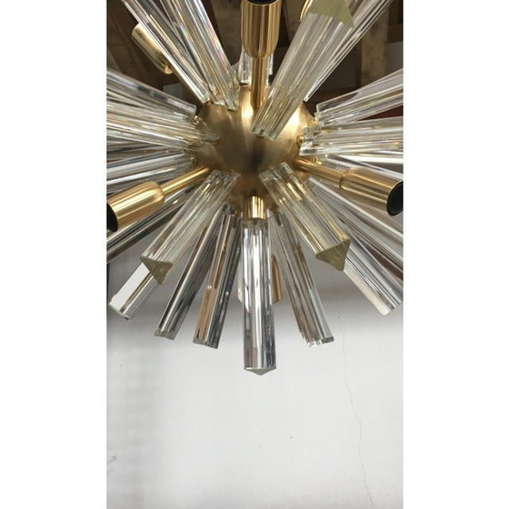 Image 1 of Contemporary Transparent “Triedro” Murano Glass Oval Sputnik Chandelier