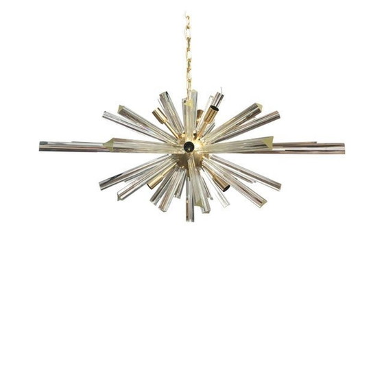 Image 1 of Contemporary Transparent “Triedro” Murano Glass Oval Sputnik Chandelier