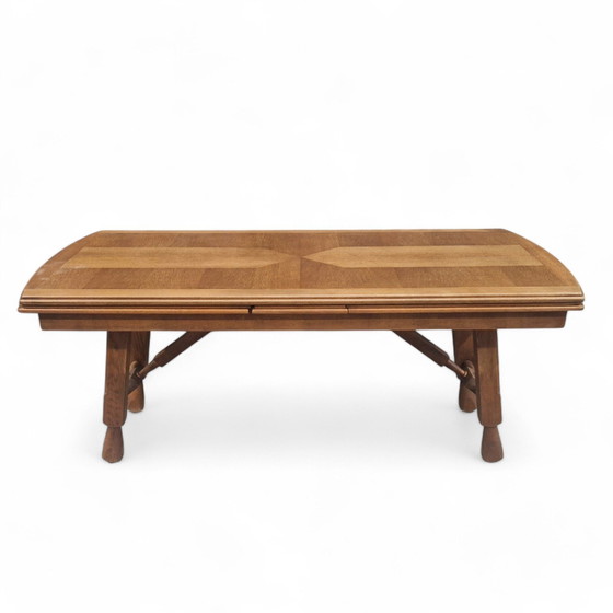 Image 1 of Xxl Brutalist Oak Dining Table in the style of Guillerme Et Chambron