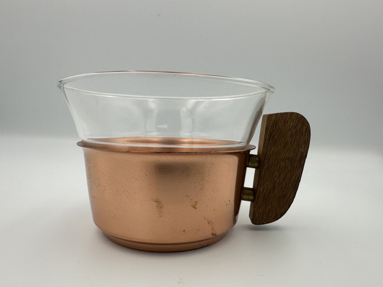 Image 1 of Copper and teak tea set