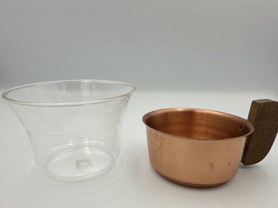 Image 1 of Copper and teak tea set