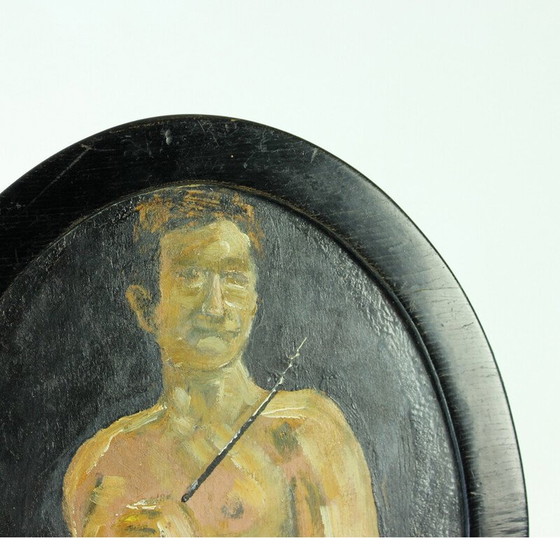 Image 1 of Vintage painting depicting a naked man, 1910