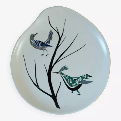 Large Vintage Plate, Organic Design, Free Form - 1960's