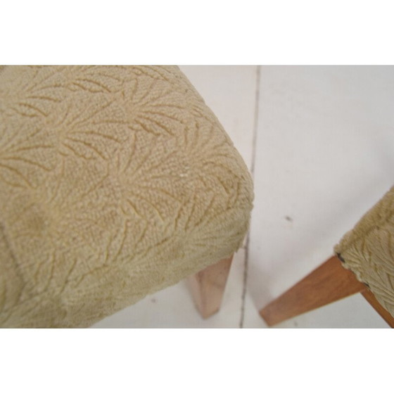 Image 1 of Pair of vintage footstools in fabric and wood, Czechoslovakia 1960