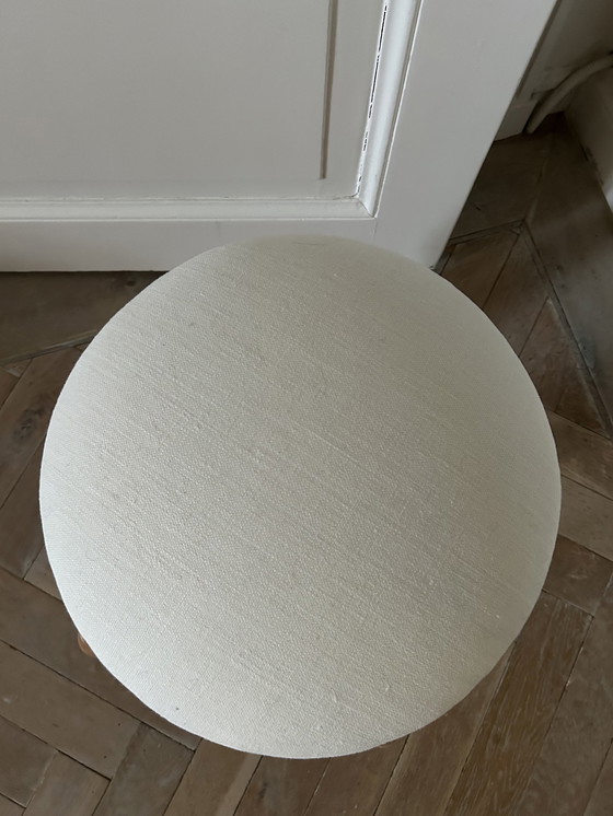 Image 1 of Bamboo Stool Professionally Upholstered Linen