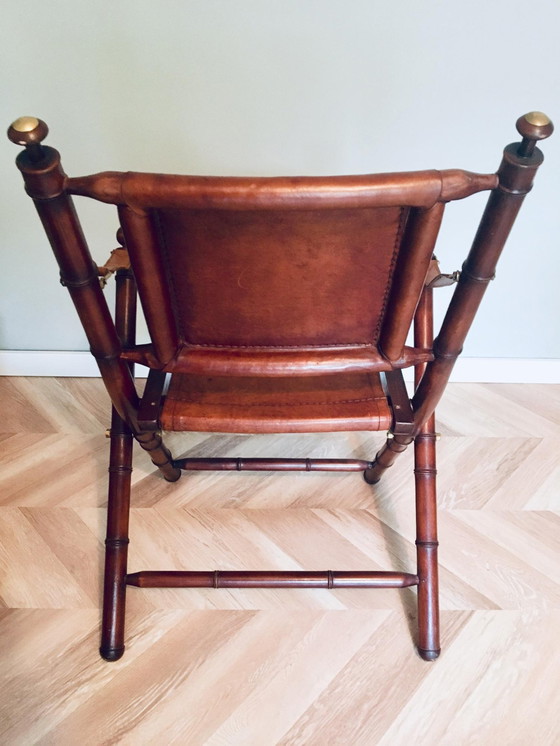 Image 1 of Two leather wooden chairs