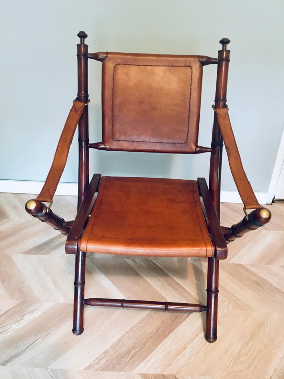 Image 1 of Two leather wooden chairs