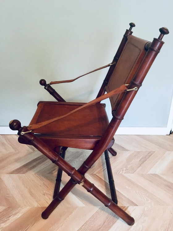 Image 1 of Two leather wooden chairs