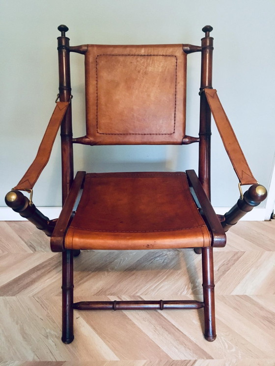 Image 1 of Two leather wooden chairs