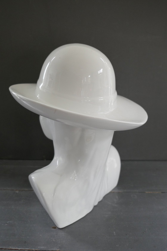 Image 1 of Statua vintage busto donna bianco lucido