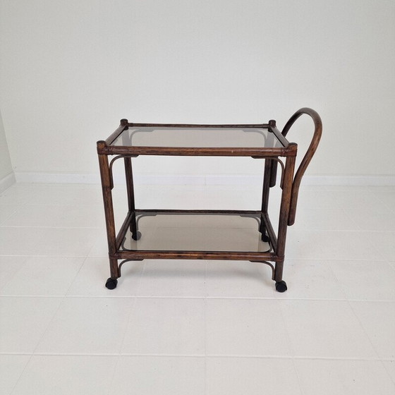 Image 1 of Mid century Italian Bas trolley in bentwood and smoked glass, 1970s