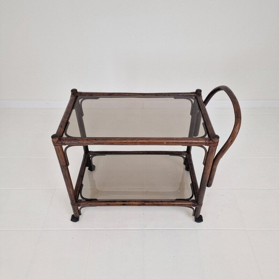 Image 1 of Mid century Italian Bas trolley in bentwood and smoked glass, 1970s