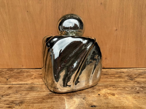 Mexican Decorative Vase Of Silver Glass