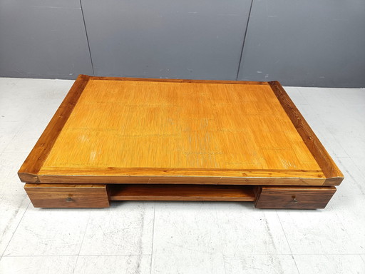 Xl Vintage Bamboo Coffee Table, 1970S 