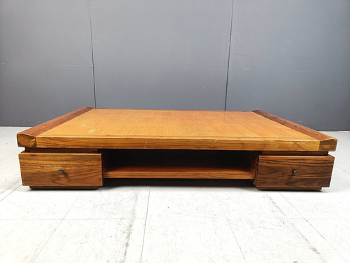 Xl Vintage Bamboo Coffee Table, 1970S 