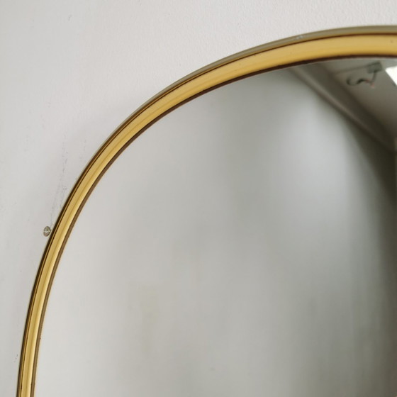 Image 1 of Vintage Mid - Century Mirror With Brass Edge Mantel Mirror.