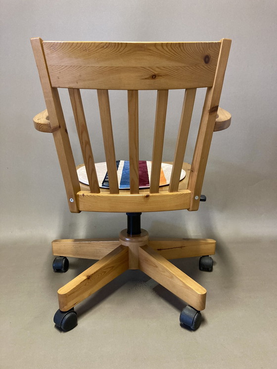 Image 1 of Solid pine swivel and reclining armchair