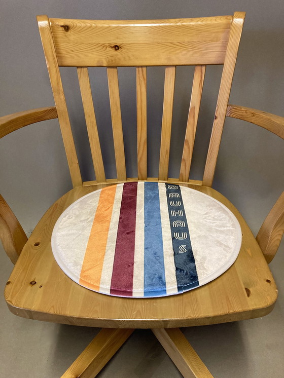 Image 1 of Solid pine swivel and reclining armchair
