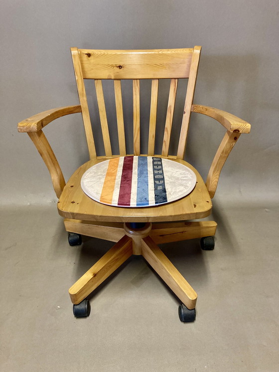 Image 1 of Solid pine swivel and reclining armchair