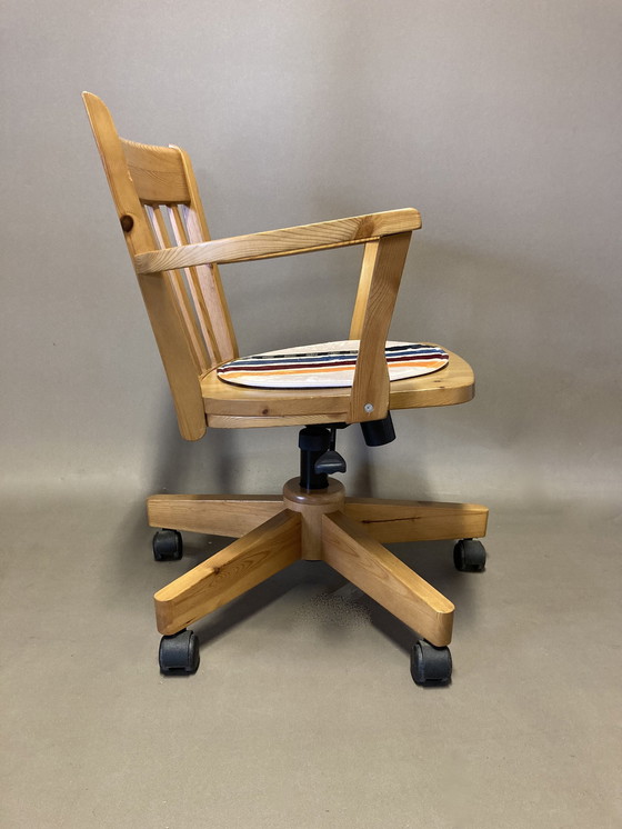 Image 1 of Solid pine swivel and reclining armchair