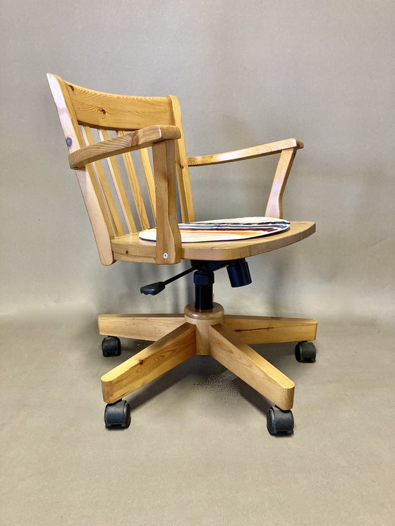 Image 1 of Solid pine swivel and reclining armchair