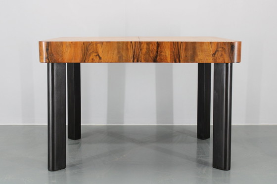 Image 1 of 1930S Art Deco Extendable Dining Table In Walnut Finish ,Czechoslovakia