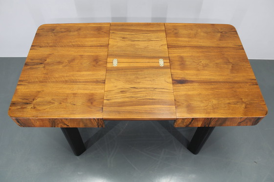 Image 1 of 1930S Art Deco Extendable Dining Table In Walnut Finish ,Czechoslovakia