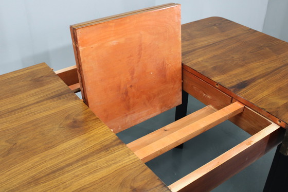 Image 1 of 1930S Art Deco Extendable Dining Table In Walnut Finish ,Czechoslovakia