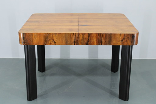 1930S Art Deco Extendable Dining Table In Walnut Finish ,Czechoslovakia