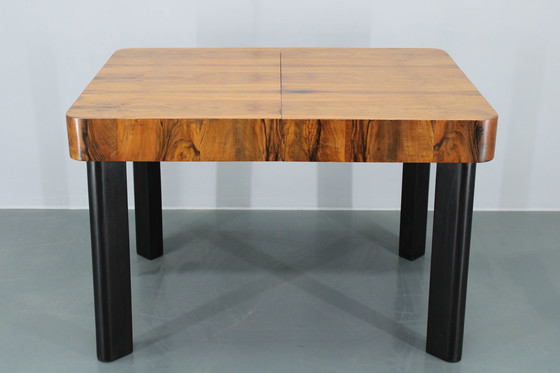 Image 1 of 1930S Art Deco Extendable Dining Table In Walnut Finish ,Czechoslovakia