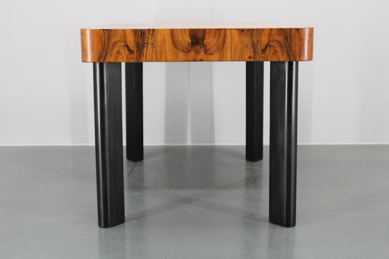 Image 1 of 1930S Art Deco Extendable Dining Table In Walnut Finish ,Czechoslovakia