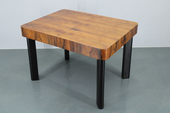 Image 1 of 1930S Art Deco Extendable Dining Table In Walnut Finish ,Czechoslovakia