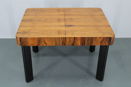 1930S Art Deco Extendable Dining Table In Walnut Finish ,Czechoslovakia