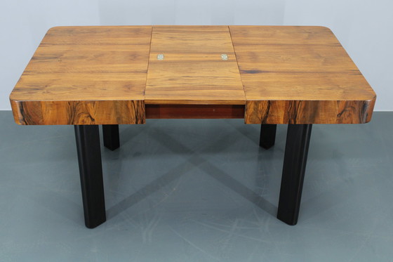 Image 1 of 1930S Art Deco Extendable Dining Table In Walnut Finish ,Czechoslovakia