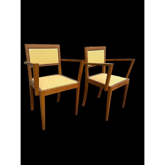 Image 1 of Pair of vintage Art Deco armchairs in blond oak