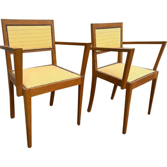 Image 1 of Pair of vintage Art Deco armchairs in blond oak