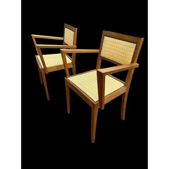Image 1 of Pair of vintage Art Deco armchairs in blond oak